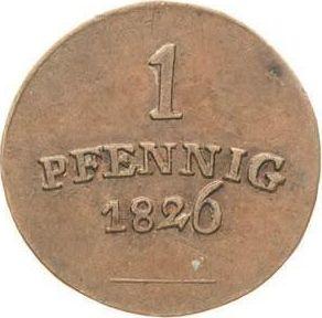 Reverso 1 Pfennig 1826 - valor de la moneda  - Sajonia-Weimar-Eisenach, Carlos Augusto