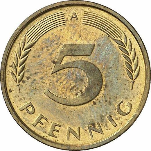 Аверс монеты - 5 пфеннигов 1991 года A - цена  монеты - Германия, ФРГ