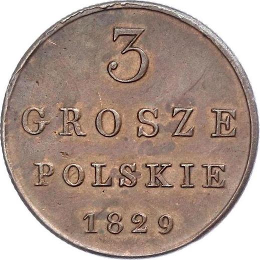 Reverso 3 groszy 1829 FH - valor de la moneda  - Polonia, Zarato de Polonia