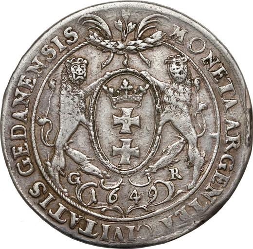Реверс монеты - Талер 1649 года GR "Гданьск" - цена серебряной монеты - Польша, Ян II Казимир