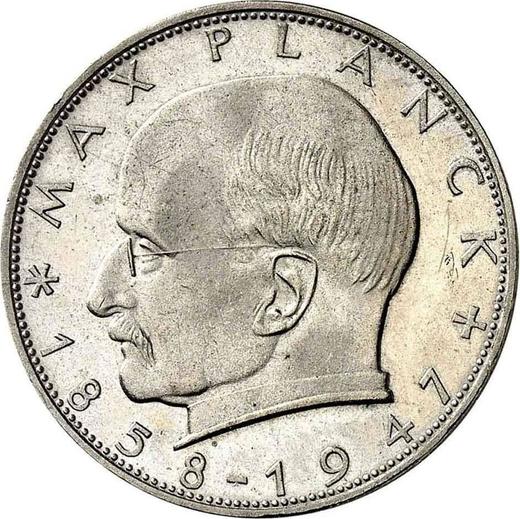 Anverso 2 marcos 1959 F "Max Planck" - valor de la moneda  - Alemania, RFA