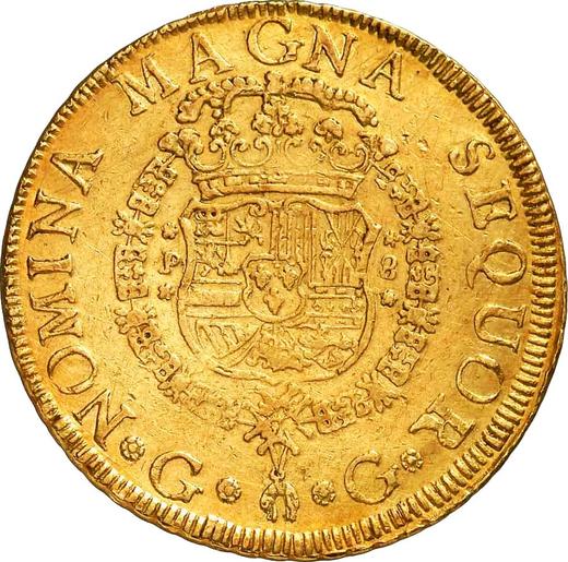 Реверс монеты - 8 эскудо 1761 года G J - цена золотой монеты - Гватемала, Карл III
