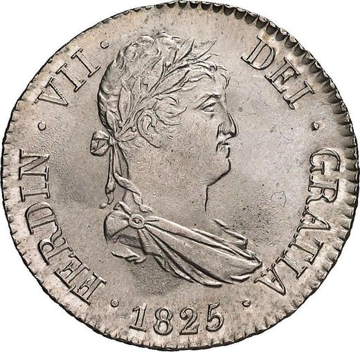 Awers monety - 2 reales 1825 M AJ - cena srebrnej monety - Hiszpania, Ferdynand VII
