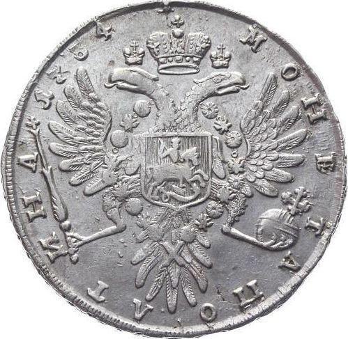 Reverso Poltina (1/2 rublo) 1734 "Tipo 1735" Con medallón en el pecho Cruz del orbe contiene un patrón - valor de la moneda de plata - Rusia, Anna Ioánnovna