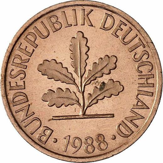 Реверс монеты - 2 пфеннига 1988 года G - цена  монеты - Германия, ФРГ