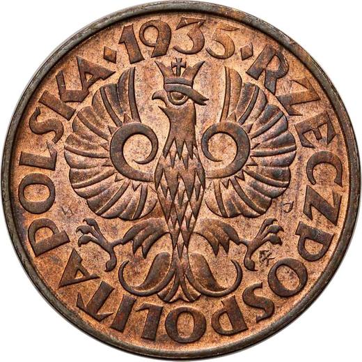 Аверс монеты - 2 гроша 1935 года WJ - цена  монеты - Польша, II Республика