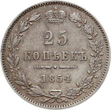 Rewers monety - 25 kopiejek 1854 MW "Mennica Warszawska" Mała korona - cena srebrnej monety - Rosja, Mikołaj I