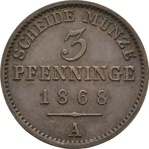 Reverso 3 Pfennige 1868 A - valor de la moneda  - Prusia, Guillermo I