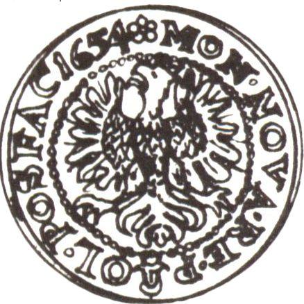 Реверс монеты - Пробный Трояк (3 гроша) 1654 года - цена серебряной монеты - Польша, Ян II Казимир
