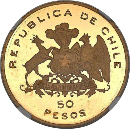 Аверс монеты - 50 песо 1976 года So "Освобождение Чили" - цена золотой монеты - Чили, Республика