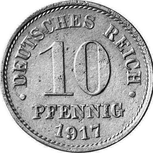 Anverso 10 Pfennige 1917 G "Tipo 1916-1922" - valor de la moneda  - Alemania, Imperio alemán