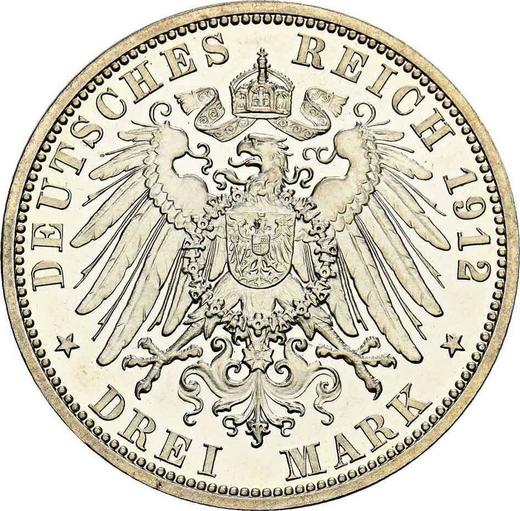 Reverso 3 marcos 1912 A "Lübeck" - valor de la moneda de plata - Alemania, Imperio alemán