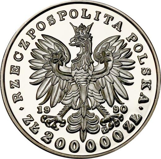 Аверс монеты - 200000 злотых 1990 года "Фридерик Шопен" - цена серебряной монеты - Польша, III Республика до деноминации