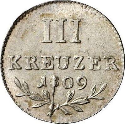 Реверс монеты - 3 крейцера 1809 года - цена серебряной монеты - Баден, Карл Фридрих