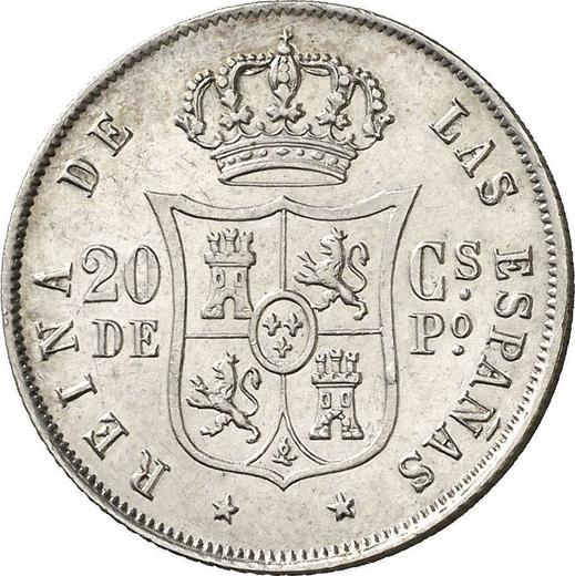 Reverso 25 centavos 1868 - valor de la moneda de plata - Filipinas, Isabel II