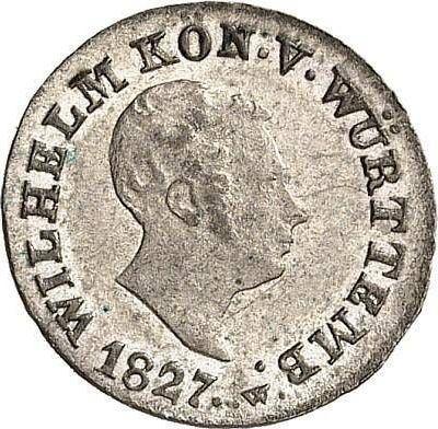 Аверс монеты - 1 крейцер 1827 года W - цена серебряной монеты - Вюртемберг, Вильгельм I