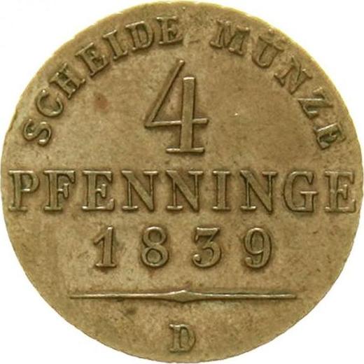 Reverso 4 Pfennige 1839 D - valor de la moneda  - Prusia, Federico Guillermo III