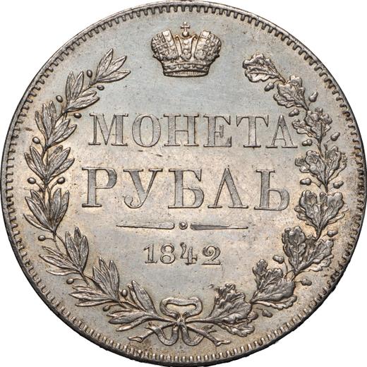 Revers Rubel 1842 MW "Warschauer Münzprägeanstalt" Gerader Adler-Schwanz - Silbermünze Wert - Rußland, Nikolaus I