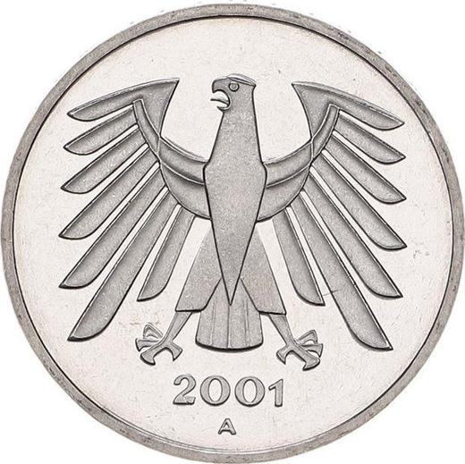 Reverso 5 marcos 2001 A - valor de la moneda  - Alemania, RFA