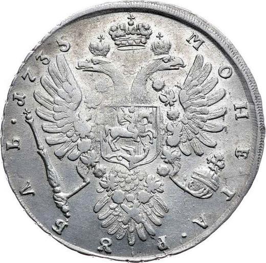 Reverso 1 rublo 1735 "Tipo 1735" Cola de águila es ovala - valor de la moneda de plata - Rusia, Anna Ioánnovna