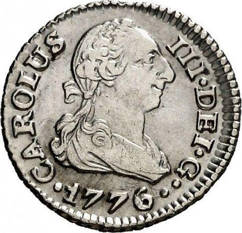 Аверс монеты - 1/2 реала 1776 года S CF - цена серебряной монеты - Испания, Карл III