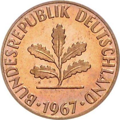Реверс монеты - 2 пфеннига 1967 года J "Тип 1950-1969" - цена  монеты - Германия, ФРГ