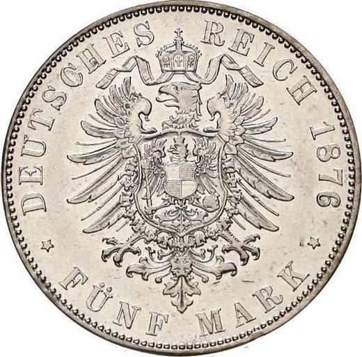Reverso 5 marcos 1876 H "Hessen" - valor de la moneda de plata - Alemania, Imperio alemán