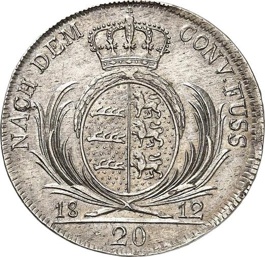 Rewers monety - 20 krajcarow 1812 I.L.W. "Typ 1810-1812" - cena srebrnej monety - Wirtembergia, Fryderyk I