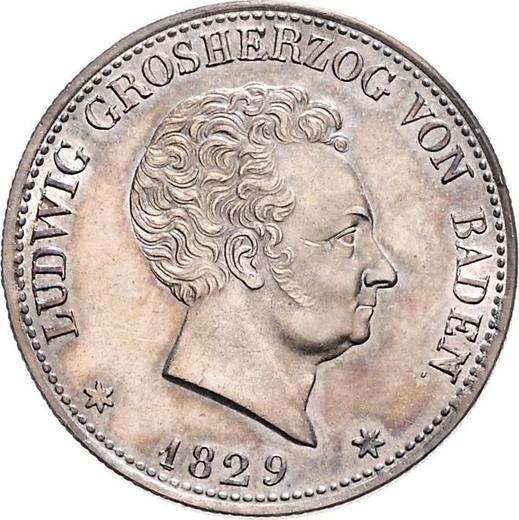 Anverso Tálero 1829 - valor de la moneda de plata - Baden, Luis I