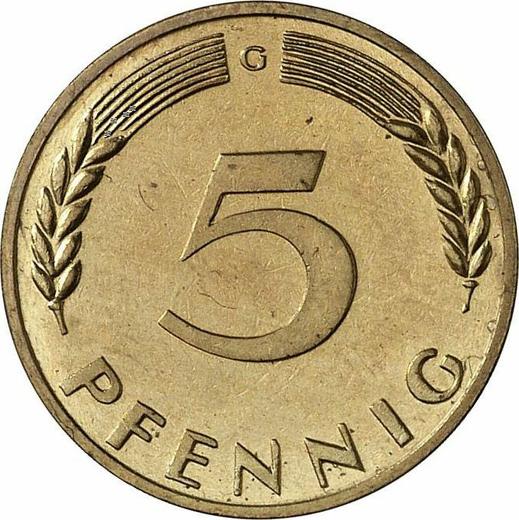 Аверс монеты - 5 пфеннигов 1966 года G - цена  монеты - Германия, ФРГ