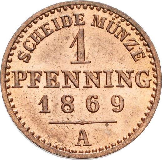 Реверс монеты - 1 пфенниг 1869 года A - цена  монеты - Пруссия, Вильгельм I