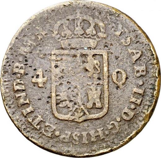 Аверс монеты - 4 куарто 1835 года Ma MR - цена  монеты - Филиппины, Изабелла II