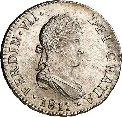 Аверс монеты - 2 реала 1811 года c CI "Тип 1810-1833" - цена серебряной монеты - Испания, Фердинанд VII