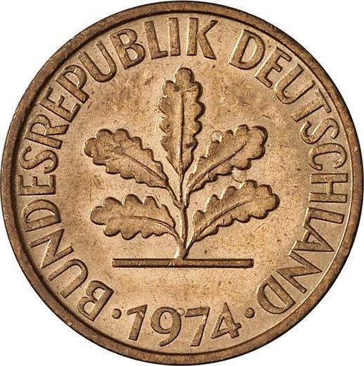 Реверс монеты - 2 пфеннига 1974 года D - цена  монеты - Германия, ФРГ