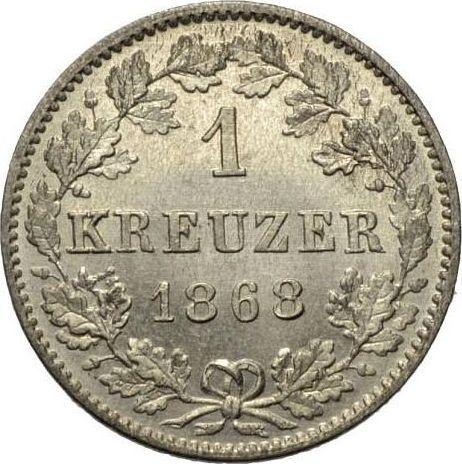 Rewers monety - 1 krajcar 1868 - cena srebrnej monety - Wirtembergia, Karol I