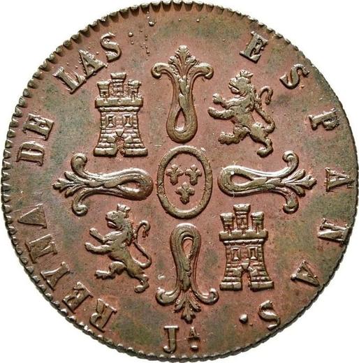 Reverso 8 maravedíes 1839 Ja "Valor nominal sobre el reverso" - valor de la moneda  - España, Isabel II