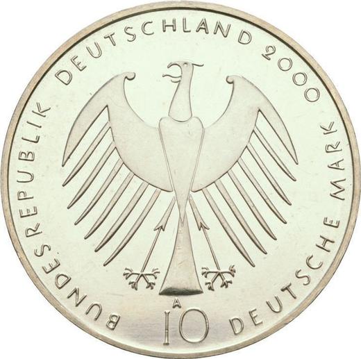 Reverso 10 marcos 2000 A "EXPO 2000" - valor de la moneda de plata - Alemania, RFA