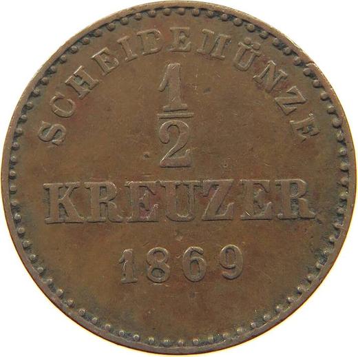 Rewers monety - 1/2 krajcara 1869 - cena  monety - Wirtembergia, Karol I
