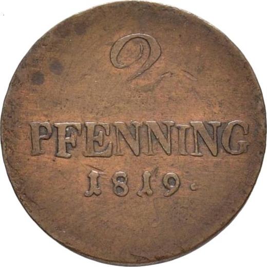 Реверс монеты - 2 пфеннига 1819 года - цена  монеты - Бавария, Максимилиан I