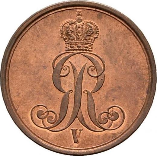 Аверс монеты - 1 пфенниг 1854 года B - цена  монеты - Ганновер, Георг V