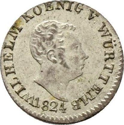 Аверс монеты - 1 крейцер 1824 года W - цена серебряной монеты - Вюртемберг, Вильгельм I
