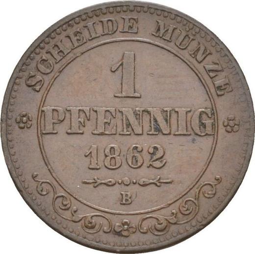 Reverso 1 Pfennig 1862 B - valor de la moneda  - Sajonia, Juan