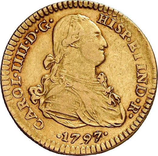 Аверс монеты - 2 эскудо 1797 года Mo FM - цена золотой монеты - Мексика, Карл IV