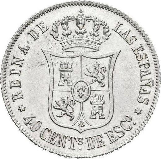Revers 40 Centimos de Escudo 1864 Sechs spitze Sterne - Silbermünze Wert - Spanien, Isabella II