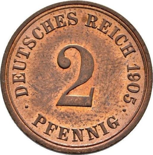 Anverso 2 Pfennige 1905 A "Tipo 1904-1916" - valor de la moneda  - Alemania, Imperio alemán