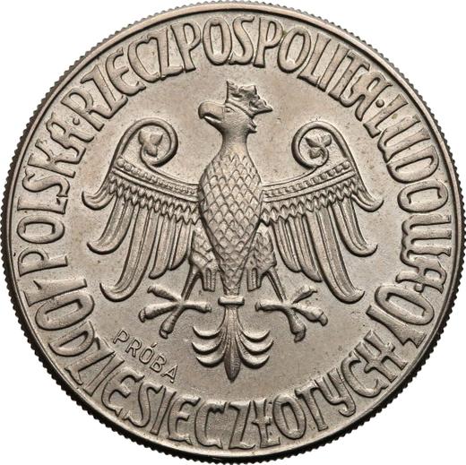 Anverso Pruebas 10 eslotis 1964 "600 aniversario de la Universidad Jaguelónica" Águila en la corona Cuproníquel - valor de la moneda  - Polonia, República Popular