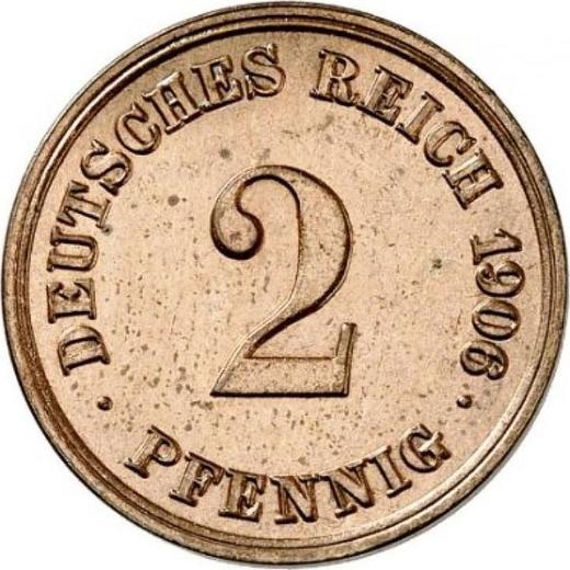 Аверс монеты - 2 пфеннига 1906 года E "Тип 1904-1916" - цена  монеты - Германия, Германская Империя