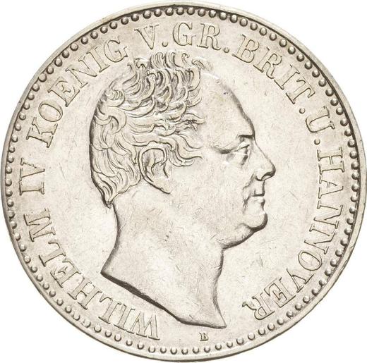 Аверс монеты - Талер 1836 года B Большая голова - цена серебряной монеты - Ганновер, Вильгельм IV