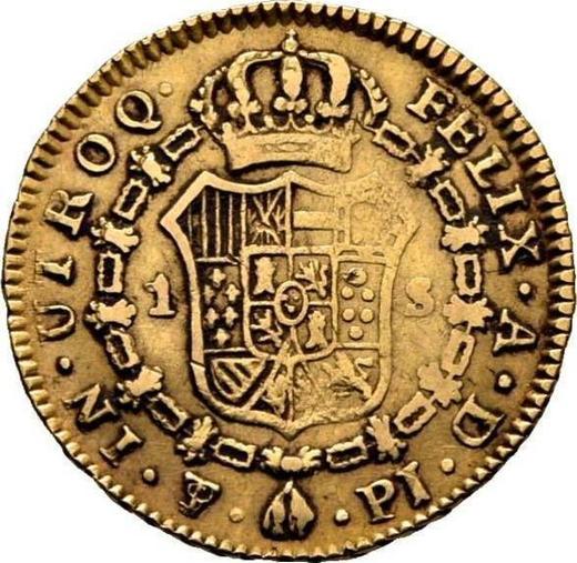Reverse 1 Escudo 1824 PTS PJ - Gold Coin Value - Bolivia, Ferdinand VII