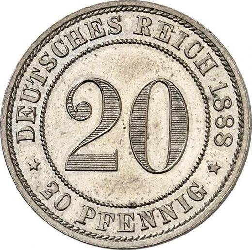 Аверс монеты - 20 пфеннигов 1888 года A "Тип 1887-1888" - цена  монеты - Германия, Германская Империя